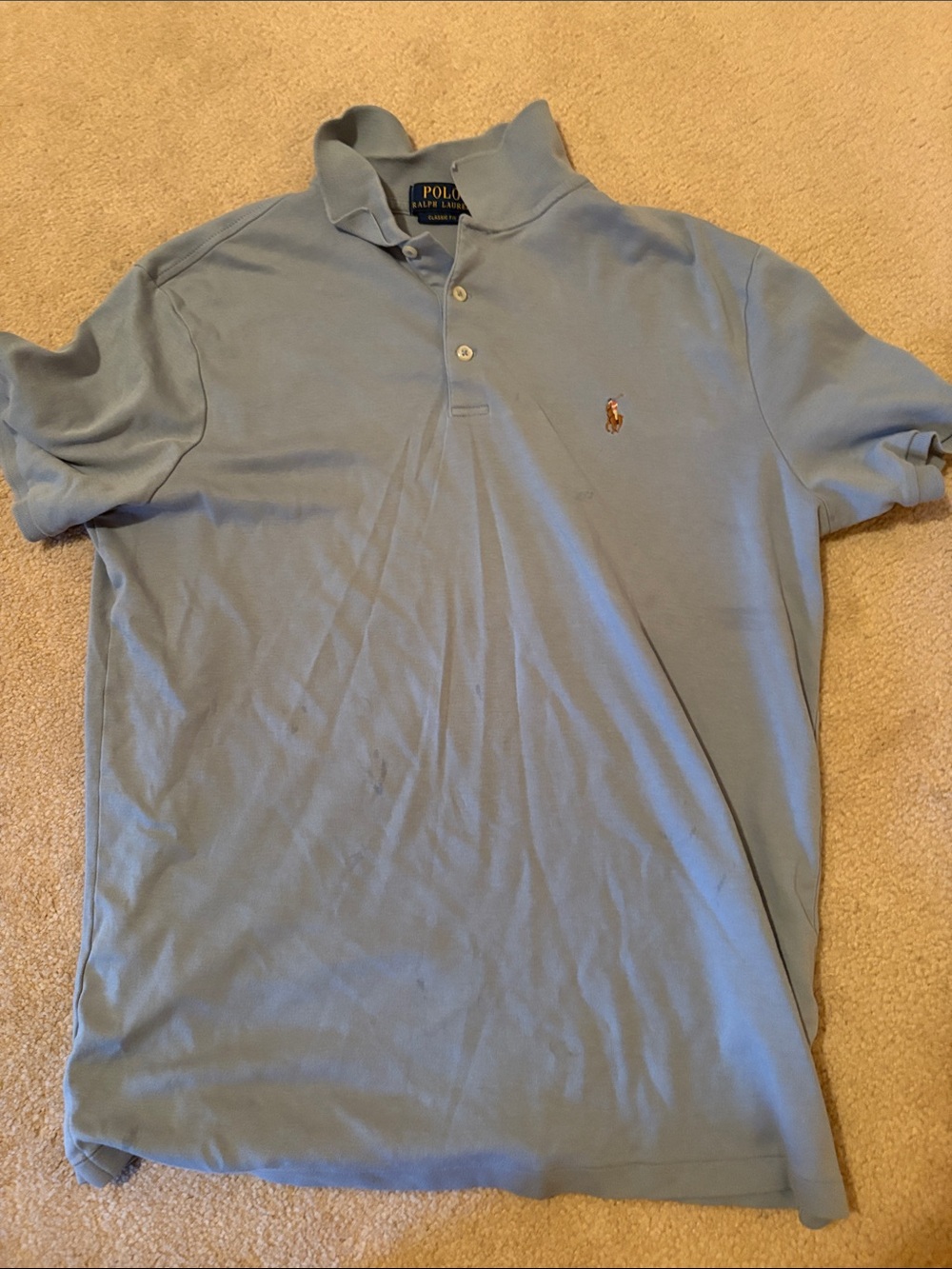 Ralph Lauren Men's Polo in Pale Blue with Embroidered Pony